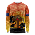 Australia ANZAC Day Long Sleeve Shirt Koala and Kangaroo Respect Aboriginal Pattern