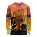 Australia ANZAC Day Long Sleeve Shirt Koala and Kangaroo Respect Aboriginal Pattern