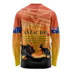 Australia ANZAC Day Long Sleeve Shirt Koala and Kangaroo Respect Aboriginal Pattern