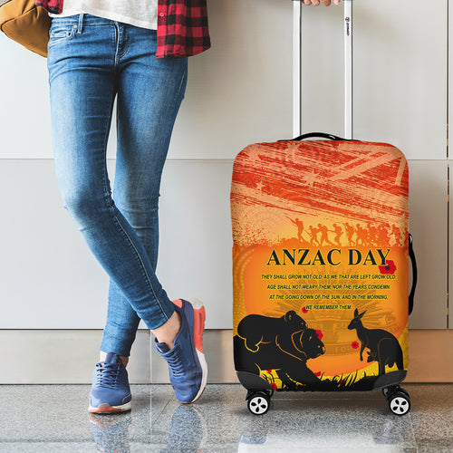 Australia ANZAC Day Luggage Cover Koala and Kangaroo Respect Aboriginal Pattern