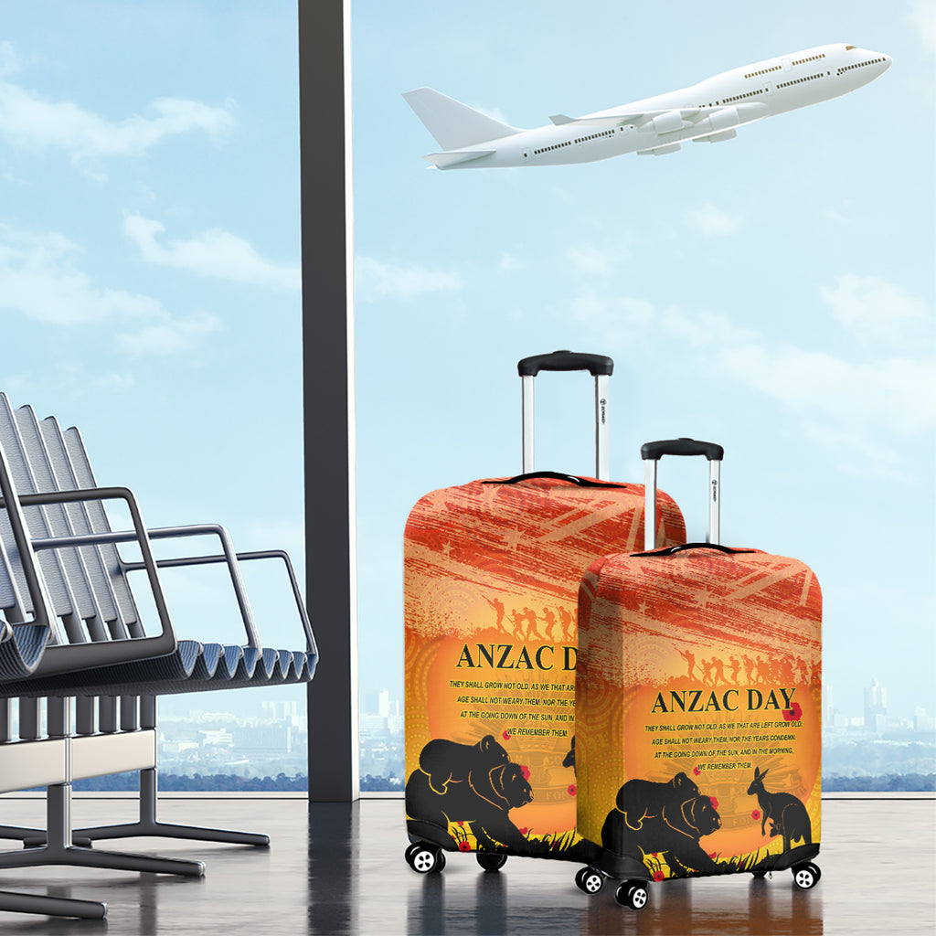 Australia ANZAC Day Luggage Cover Koala and Kangaroo Respect Aboriginal Pattern