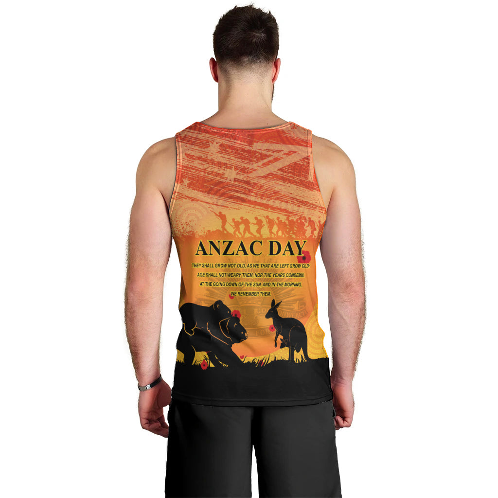 Australia ANZAC Day Men Tank Top Koala and Kangaroo Respect Aboriginal Pattern