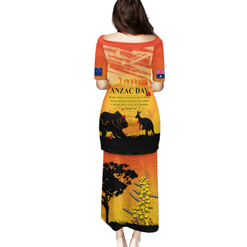 Australia ANZAC Day Puletasi Koala and Kangaroo Respect Aboriginal Pattern