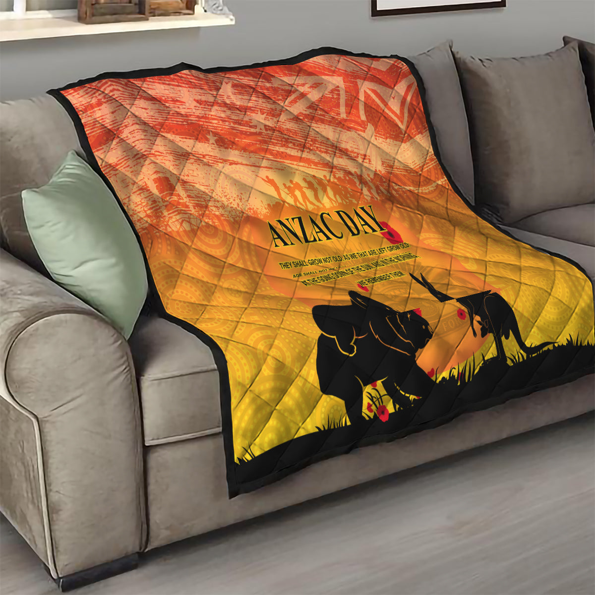 Australia ANZAC Day Quilt Koala and Kangaroo Respect Aboriginal Pattern