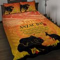 Australia ANZAC Day Quilt Bed Set Koala and Kangaroo Respect Aboriginal Pattern