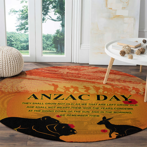 Australia ANZAC Day Round Carpet Koala and Kangaroo Respect Aboriginal Pattern