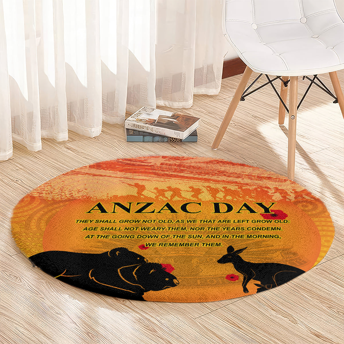 Australia ANZAC Day Round Carpet Koala and Kangaroo Respect Aboriginal Pattern