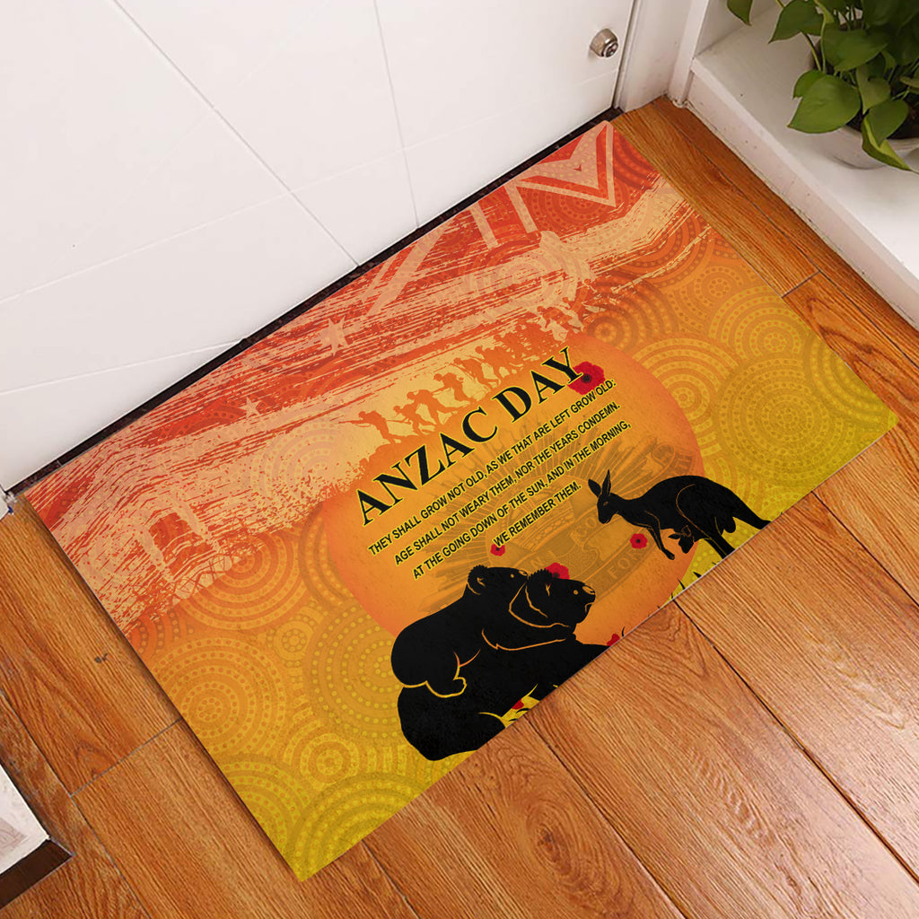 Australia ANZAC Day Rubber Doormat Koala and Kangaroo Respect Aboriginal Pattern