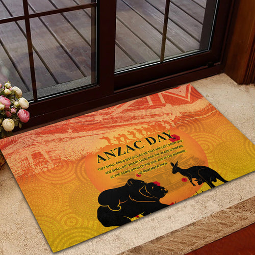 Australia ANZAC Day Rubber Doormat Koala and Kangaroo Respect Aboriginal Pattern