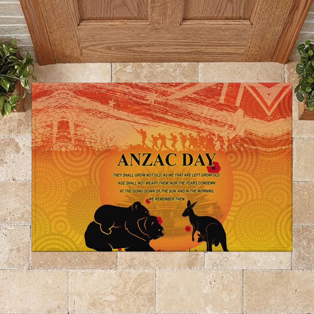 Australia ANZAC Day Rubber Doormat Koala and Kangaroo Respect Aboriginal Pattern