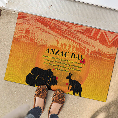 Australia ANZAC Day Rubber Doormat Koala and Kangaroo Respect Aboriginal Pattern
