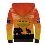 Australia ANZAC Day Sherpa Hoodie Koala and Kangaroo Respect Aboriginal Pattern