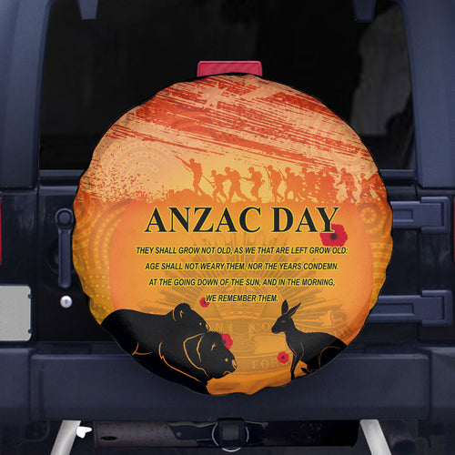 Australia ANZAC Day Spare Tire Cover Koala and Kangaroo Respect Aboriginal Pattern