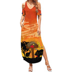 Australia ANZAC Day Summer Maxi Dress Koala and Kangaroo Respect Aboriginal Pattern
