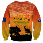Australia ANZAC Day Sweatshirt Koala and Kangaroo Respect Aboriginal Pattern