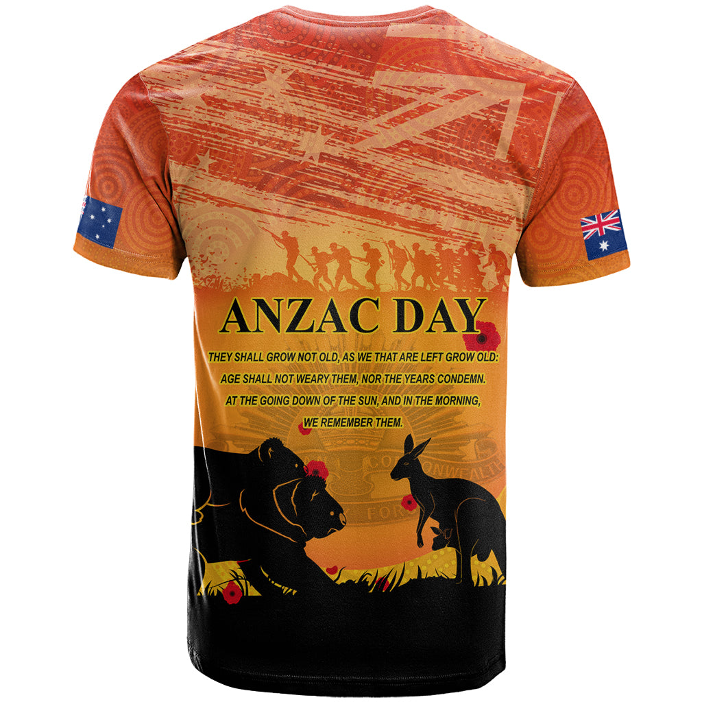 Australia ANZAC Day T Shirt Koala and Kangaroo Respect Aboriginal Pattern