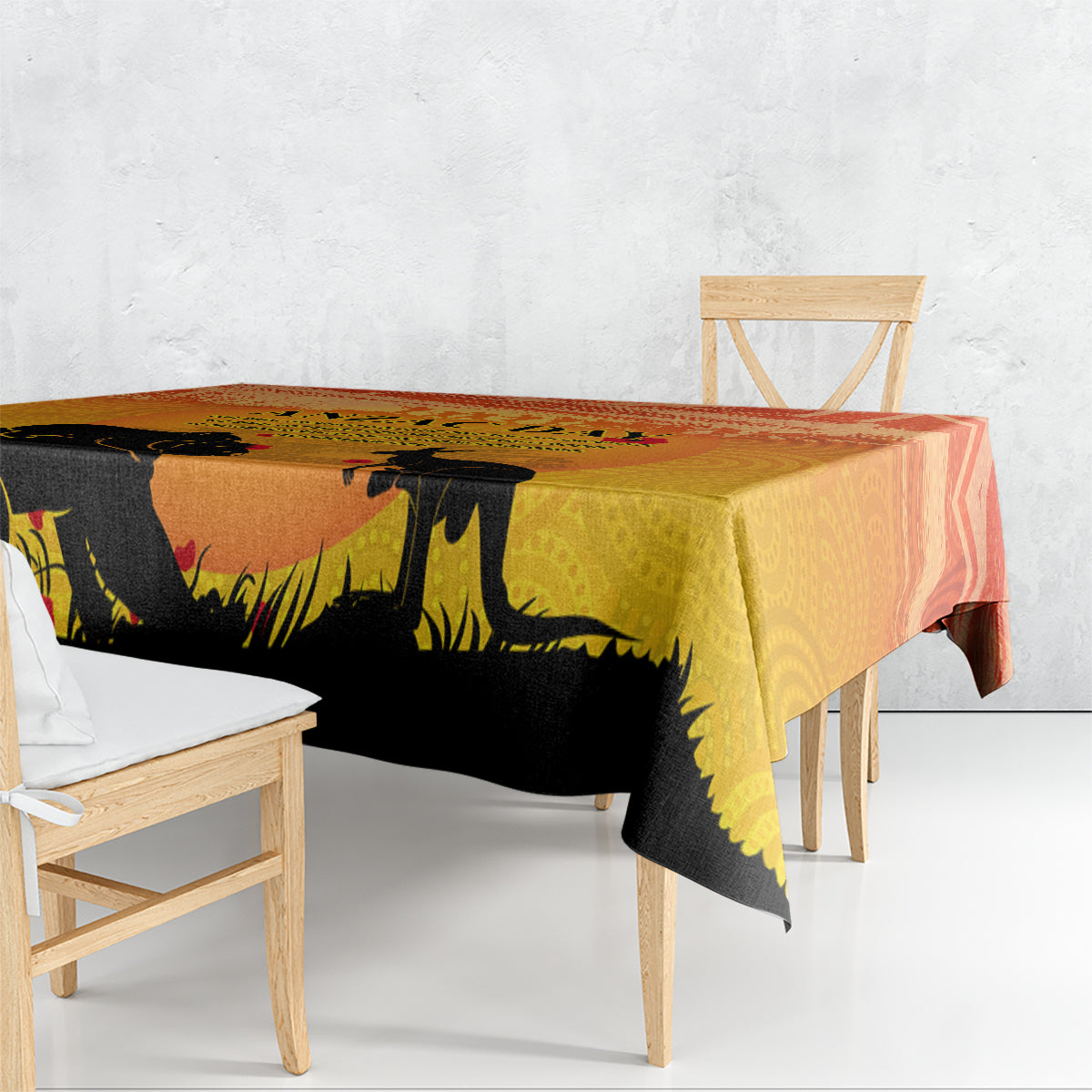 Australia ANZAC Day Tablecloth Koala and Kangaroo Respect Aboriginal Pattern