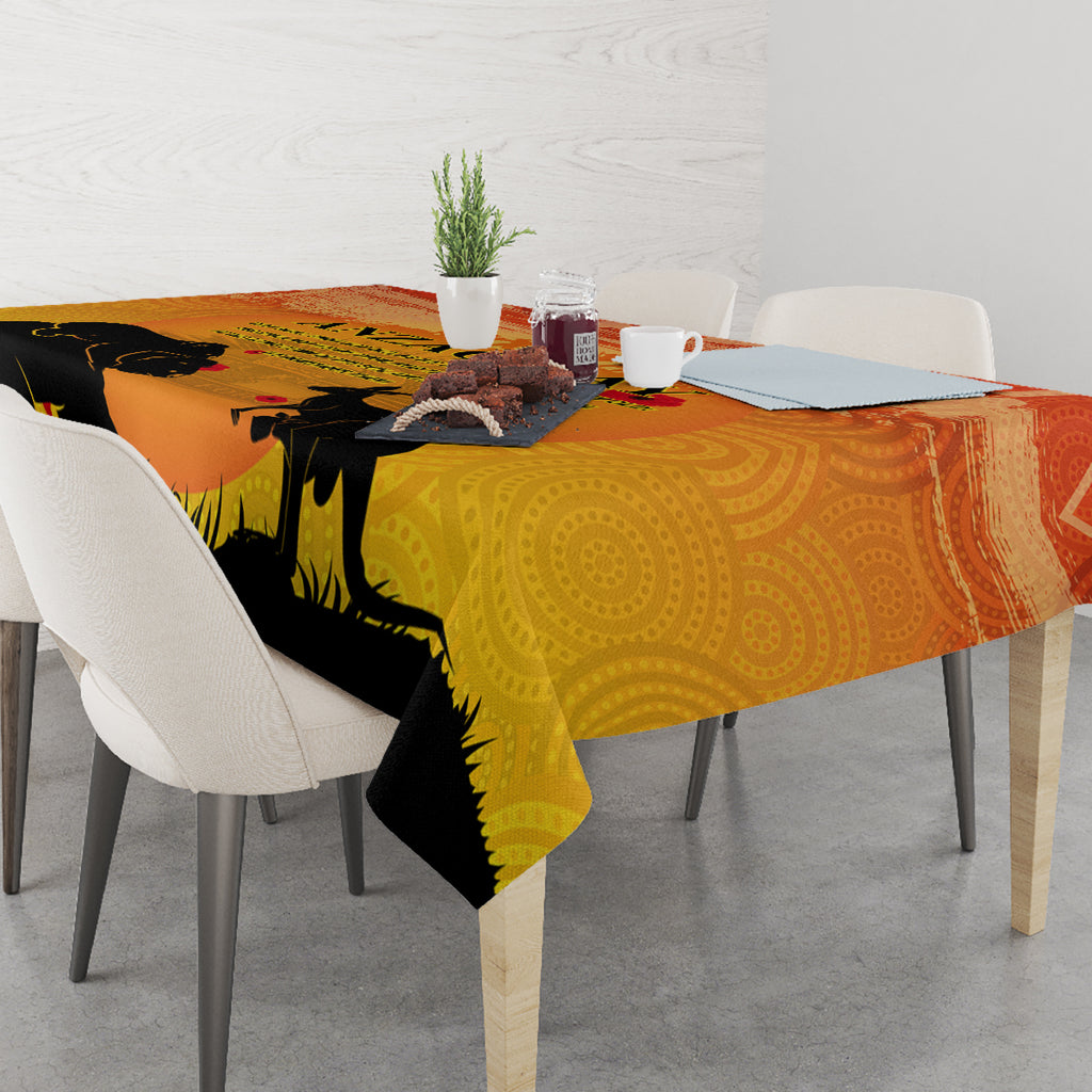 Australia ANZAC Day Tablecloth Koala and Kangaroo Respect Aboriginal Pattern