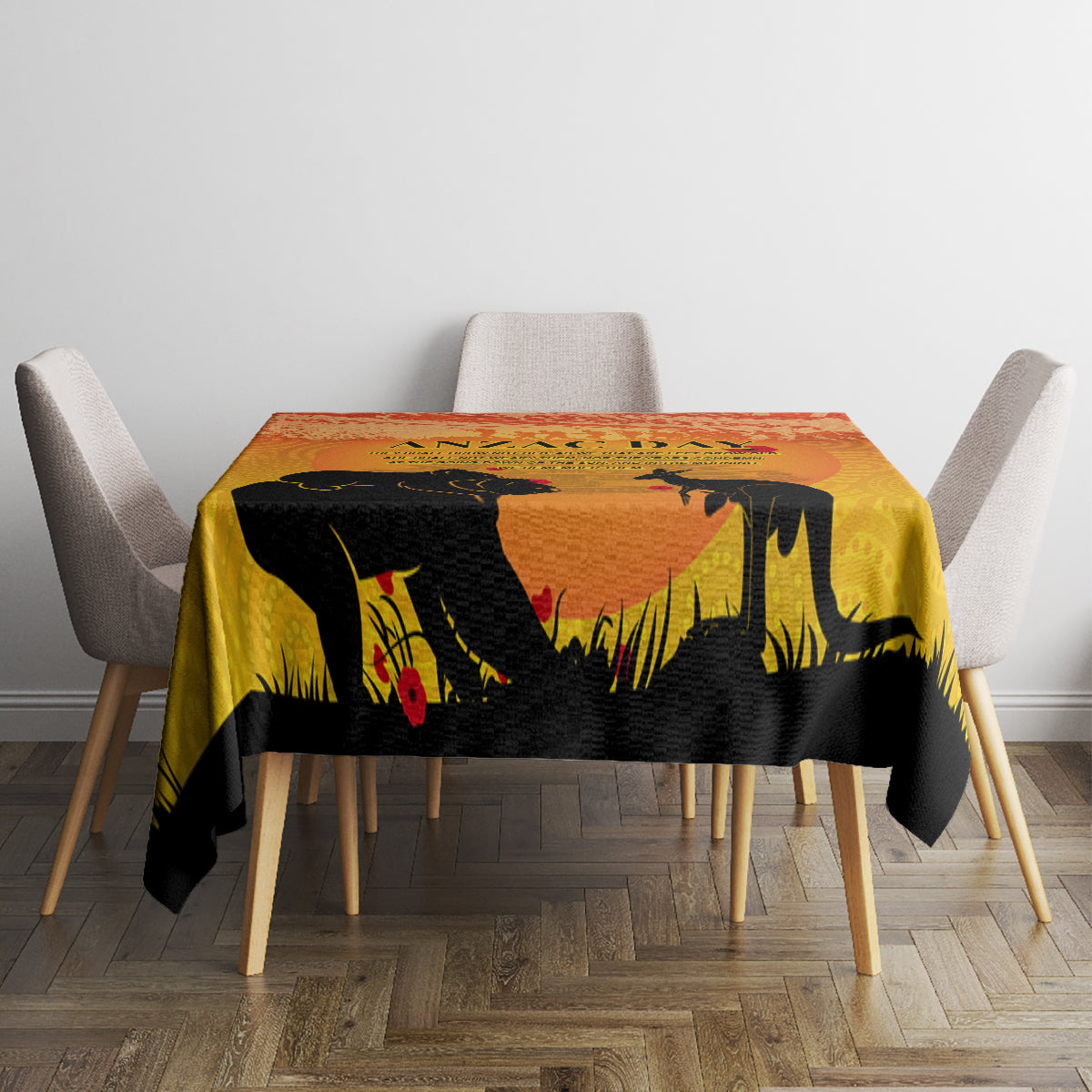 Australia ANZAC Day Tablecloth Koala and Kangaroo Respect Aboriginal Pattern