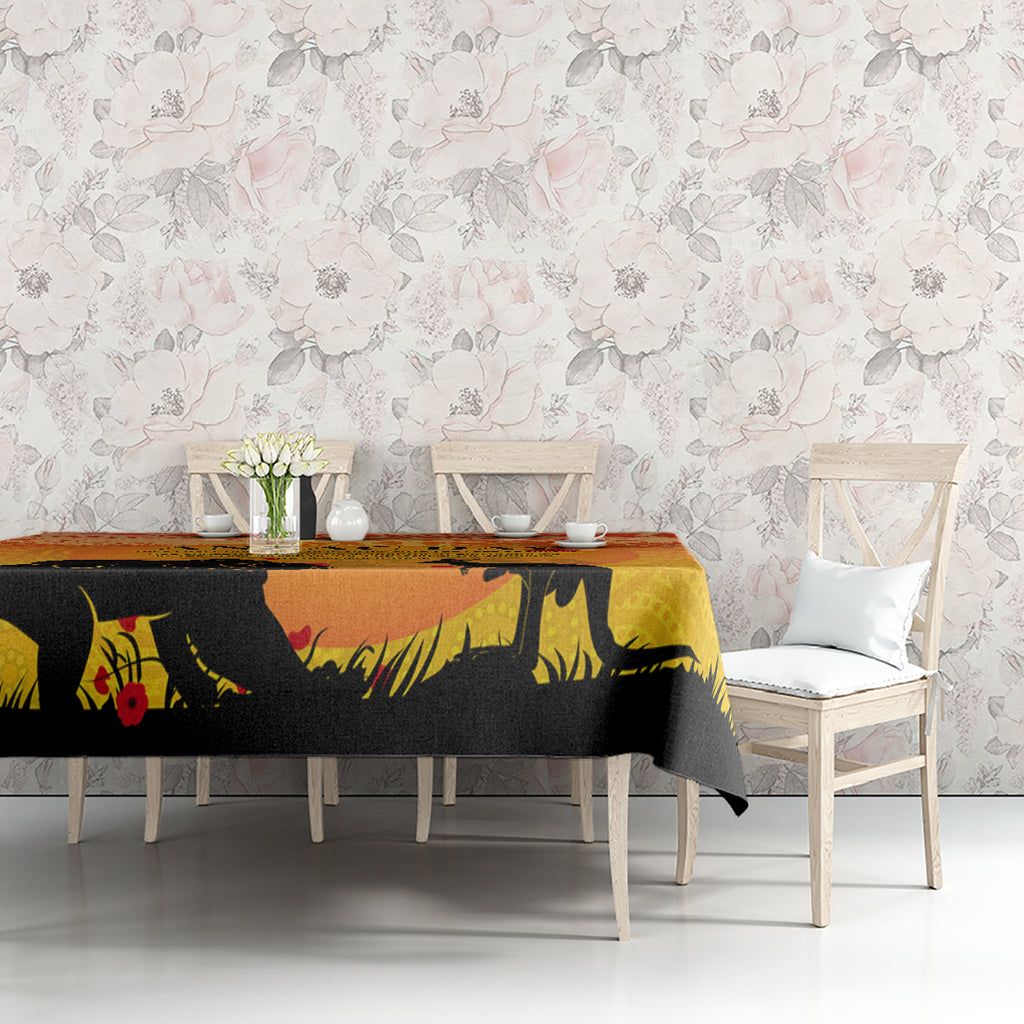 Australia ANZAC Day Tablecloth Koala and Kangaroo Respect Aboriginal Pattern