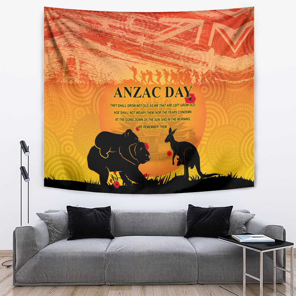 Australia ANZAC Day Tapestry Koala and Kangaroo Respect Aboriginal Pattern