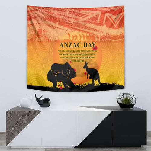 Australia ANZAC Day Tapestry Koala and Kangaroo Respect Aboriginal Pattern