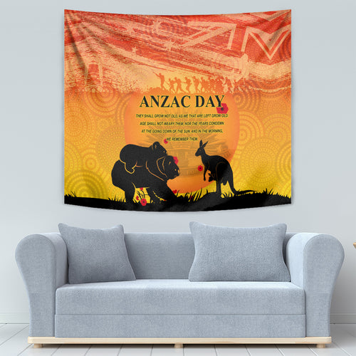 Australia ANZAC Day Tapestry Koala and Kangaroo Respect Aboriginal Pattern