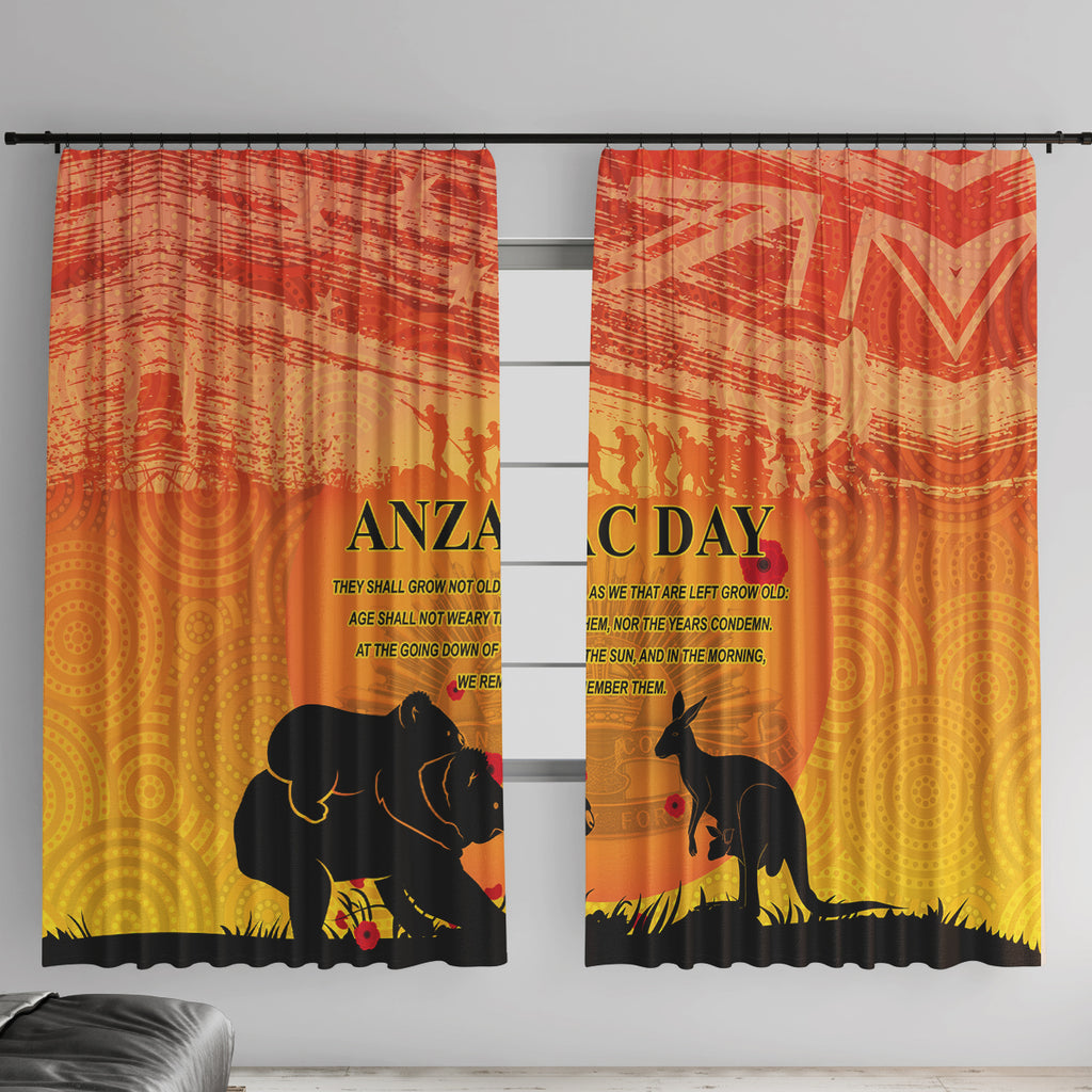 Australia ANZAC Day Window Curtain Koala and Kangaroo Respect Aboriginal Pattern