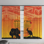 Australia ANZAC Day Window Curtain Koala and Kangaroo Respect Aboriginal Pattern