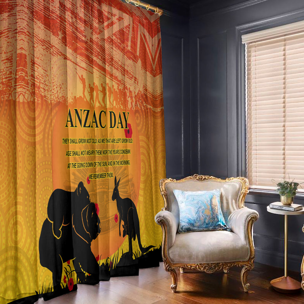 Australia ANZAC Day Window Curtain Koala and Kangaroo Respect Aboriginal Pattern