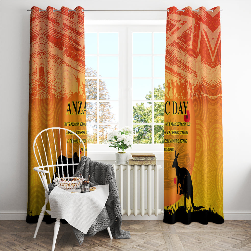 Australia ANZAC Day Window Curtain Koala and Kangaroo Respect Aboriginal Pattern