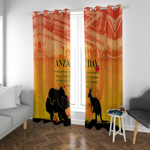 Australia ANZAC Day Window Curtain Koala and Kangaroo Respect Aboriginal Pattern