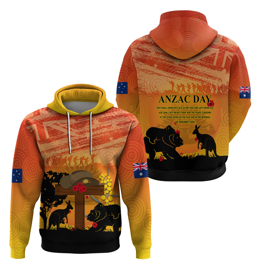Australia ANZAC Day Zip Hoodie Koala and Kangaroo Respect Aboriginal Pattern