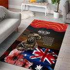 Australia ANZAC Day Area Rug Koala and Kangaroo Red Poppy Flower Field Aboriginal Pattern