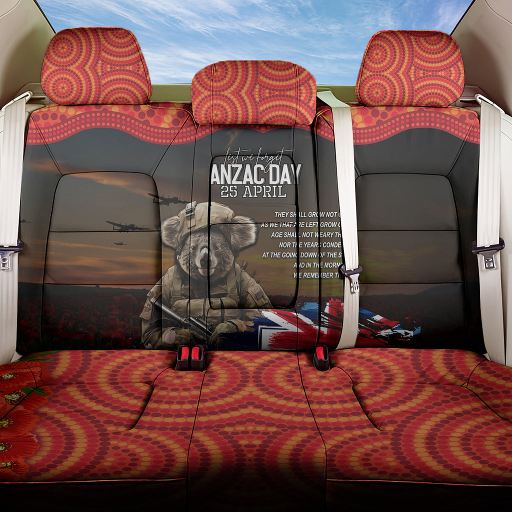 Australia ANZAC Day Back Car Seat Cover Koala and Kangaroo Red Poppy Flower Field Aboriginal Pattern