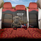 Australia ANZAC Day Back Car Seat Cover Koala and Kangaroo Red Poppy Flower Field Aboriginal Pattern