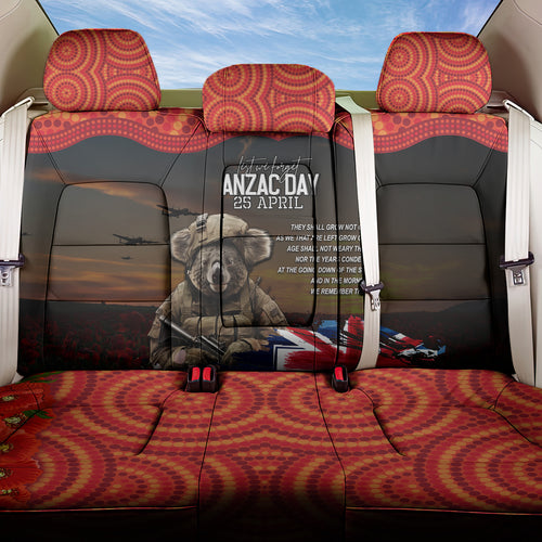 Australia ANZAC Day Back Car Seat Cover Koala and Kangaroo Red Poppy Flower Field Aboriginal Pattern