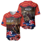Australia ANZAC Day Baseball Jersey Koala and Kangaroo Red Poppy Flower Field Aboriginal Pattern