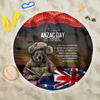 Australia ANZAC Day Beach Blanket Koala and Kangaroo Red Poppy Flower Field Aboriginal Pattern