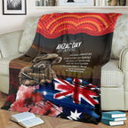 Australia ANZAC Day Blanket Koala and Kangaroo Red Poppy Flower Field Aboriginal Pattern