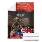 Australia ANZAC Day Blanket Koala and Kangaroo Red Poppy Flower Field Aboriginal Pattern