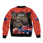 Australia ANZAC Day Bomber Jacket Koala and Kangaroo Red Poppy Flower Field Aboriginal Pattern