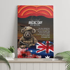 Australia ANZAC Day Canvas Wall Art Koala and Kangaroo Red Poppy Flower Field Aboriginal Pattern