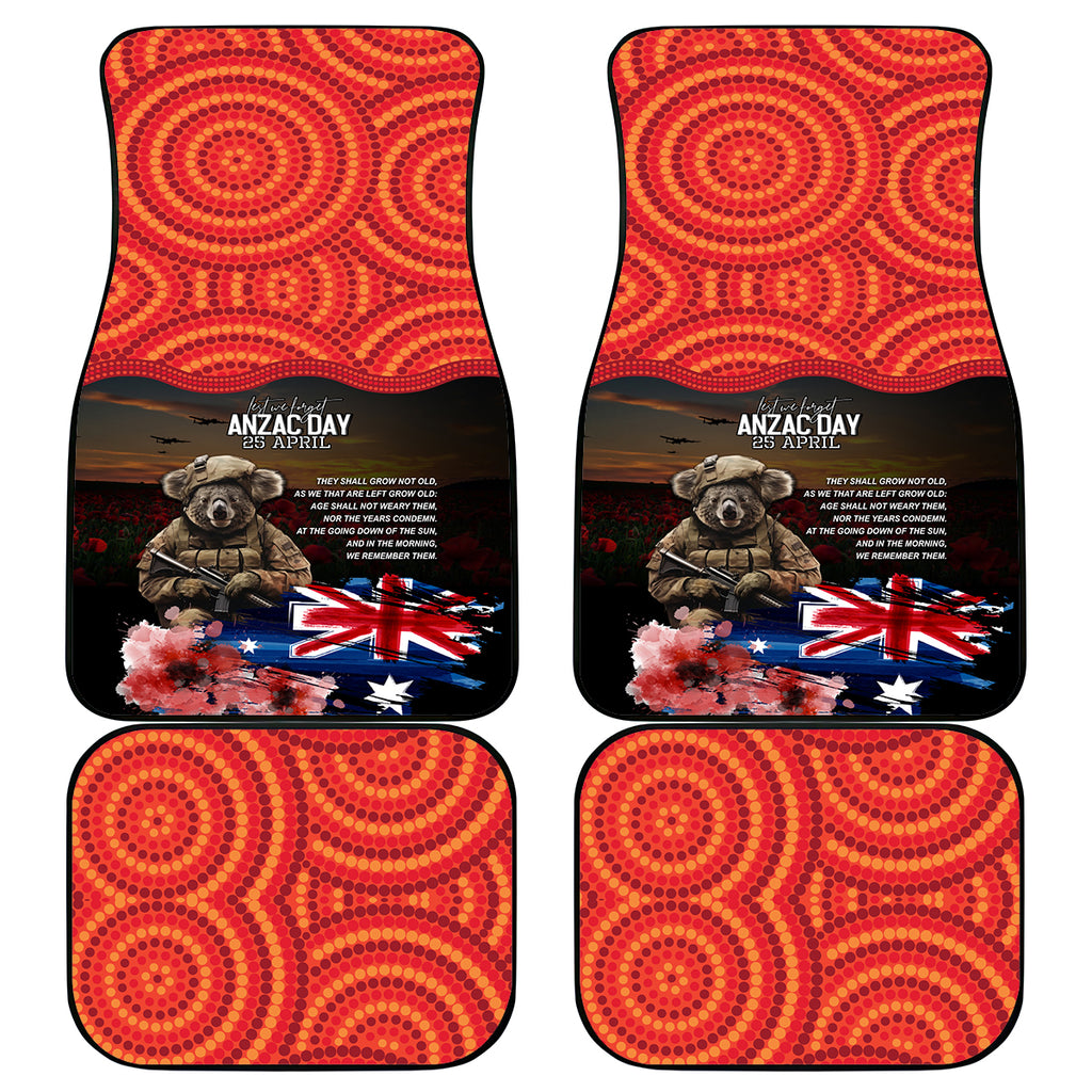 Australia ANZAC Day Car Mats Koala and Kangaroo Red Poppy Flower Field Aboriginal Pattern