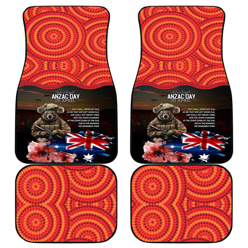 Australia ANZAC Day Car Mats Koala and Kangaroo Red Poppy Flower Field Aboriginal Pattern