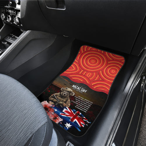 Australia ANZAC Day Car Mats Koala and Kangaroo Red Poppy Flower Field Aboriginal Pattern
