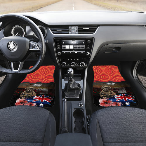 Australia ANZAC Day Car Mats Koala and Kangaroo Red Poppy Flower Field Aboriginal Pattern