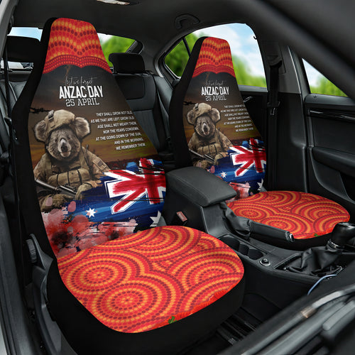 Australia ANZAC Day Car Seat Cover Koala and Kangaroo Red Poppy Flower Field Aboriginal Pattern