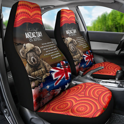 Australia ANZAC Day Car Seat Cover Koala and Kangaroo Red Poppy Flower Field Aboriginal Pattern
