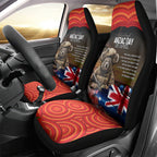 Australia ANZAC Day Car Seat Cover Koala and Kangaroo Red Poppy Flower Field Aboriginal Pattern